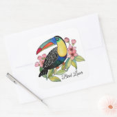 Sticker Carré Aquarelle Toucan Bird Avec Fleurs (Enveloppe)