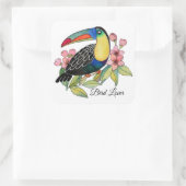 Sticker Carré Aquarelle Toucan Bird Avec Fleurs (Sac)