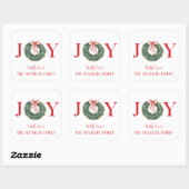 Sticker Carré Aquarelle traditionnelle Noël Wreath Joie (Feuille)