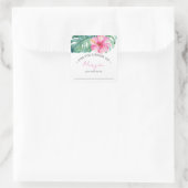 Sticker Carré Aquarelle Tropical Pink Flower Plaque (Sac)