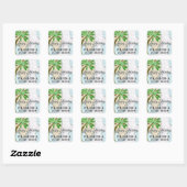 Sticker Carré Aquarelle tropicale Joyeuses vacances de Floride (Feuille)