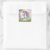 Sticker Carré Aquarelle Unicorne (Sac)