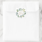Sticker Carré Aquarelle verdure couronne, eucalyptus Mariage (Sac)