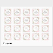 Sticker Carré Aquarelle Verdure fille Baby shower rose (Feuille)