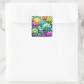 Sticker Carré Aquarelle Verdure Succulents Collage (Sac)