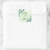 Sticker Carré Aquarelle vert Eucalyptus Feuille phoque Mariage (Sac)