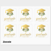 Sticker Carré Aquarelle verte dorée (Feuille)