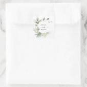 Sticker Carré Aquarelle verte Mariage or (Sac)