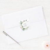 Sticker Carré Aquarelle verte Mariage or (Enveloppe)