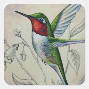 Sticker Carré Aquarelle vintage no 1