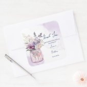 Sticker Carré Aquarelle violet Mariage Merci (Enveloppe)