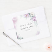 Sticker Carré Aquarelle violet Roses (Enveloppe)