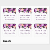 Sticker Carré Aquarelle violette à la main petite (Feuille)