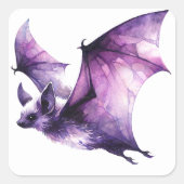Sticker Carré Aquarelle violette de chauve-souris (Devant)