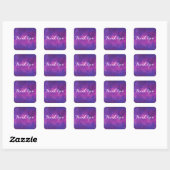 Sticker Carré Aquarelle violette et rose Merci Abstrait (Feuille)