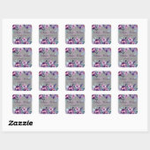 Sticker Carré Aquarelle violette Floral et Mariage Parties scint (Feuille)