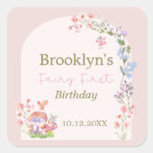 Sticker Carré Aquarelle Whimsical Fée Florale Premier anniversai (Devant)