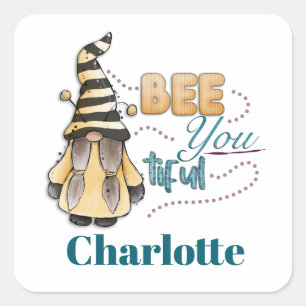 Sticker Carré Aquarelle Whimsical Gnome Gonk