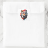 Sticker Carré Aquarelle Wolf Splatt Art Portrait Splash Encre (Sac)