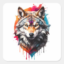 Aquarelle Wolf Splatt Art Portrait Splash Encre