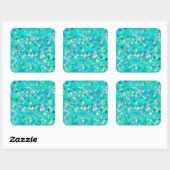 Sticker Carré Aquarelle Wonky Parties scintillant Turquoise Méta (Feuille)