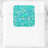 Sticker Carré Aquarelle Wonky Parties scintillant Turquoise Méta (Sac)