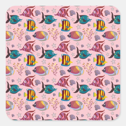 Sticker Carré Aquatic animals | ocean underwlife 3 (Devant)