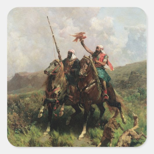 Sticker Carré Arabes avec un faucon (Devant)