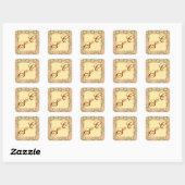Sticker Carré Arabesque complexe, souvenir monogrammé (Feuille)