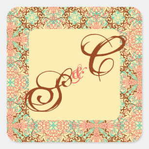 Sticker Carré Arabesque complexe, souvenir monogrammé