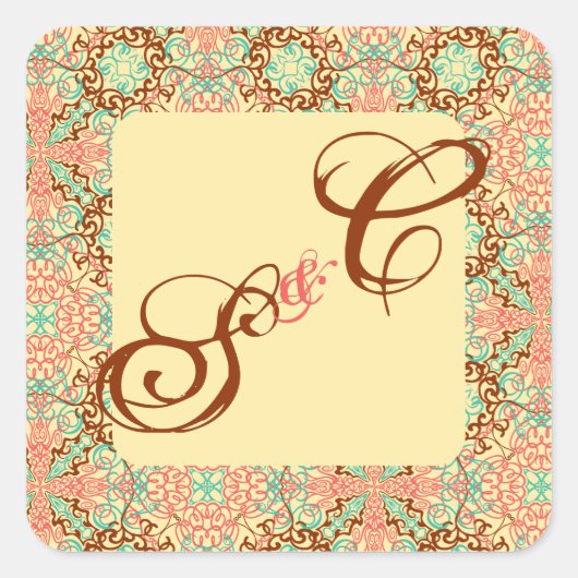 Sticker Carré Arabesque complexe, souvenir monogrammé (Devant)