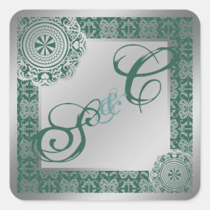 Sticker Carré Arabesque Silver Lace, souvenir monogrammé