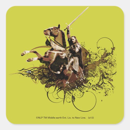 Sticker Carré Aragorn équitation d'un cheval vectoriel collage (Devant)