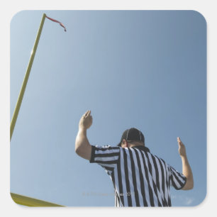 Sticker Carré Arbitre du football appelle le but de champ
