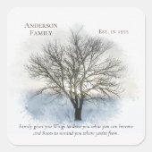 Sticker Carré Arborescence d'aquarelle de réunion familiale (Devant)