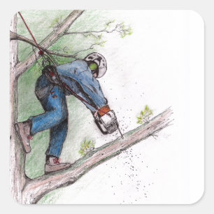 Sticker Carré Arboriste du chirurgien Arbre de bûcheron