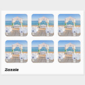 Sticker Carré Arbour de mariage de plage tropicale (Feuille)