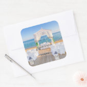 Sticker Carré Arbour de mariage de plage tropicale (Enveloppe)