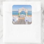 Sticker Carré Arbour de mariage de plage tropicale (Sac)