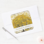Sticker Carré Arbre à feuilles à cœur jaune Sceau de mariage (Enveloppe)