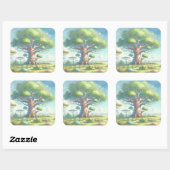 Sticker Carré Arbre Baobab & Citation (Feuille)