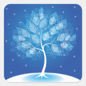 Sticker Carré Arbre Blanc Dans La Neige (Devant)