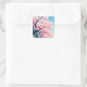 Sticker Carré Arbre cerise en fleurs (Sac)