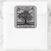 Sticker Carré Arbre classique avec livres Ex Libris Plaque - Gri (Sac)
