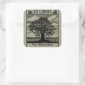 Sticker Carré Arbre classique avec livres Ex Libris Plaque - Ver (Sac)