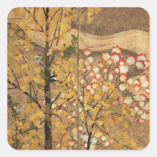 Sticker Carré Arbre d'automne (Devant)