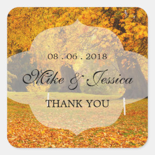 Sticker Carré Arbre d'automne dans l'autocollant Mariage du parc