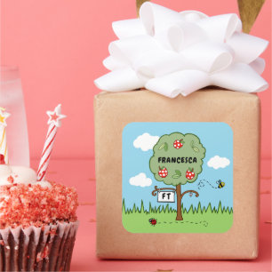 Sticker Carré Arbre de célébration personnalisée pour enfants