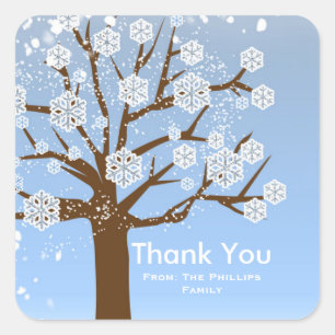 Sticker Carré Arbre de flocon de neige Noël Hiver enneigé Autoco