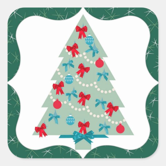 Sticker Carré Arbre de Noël (Devant)